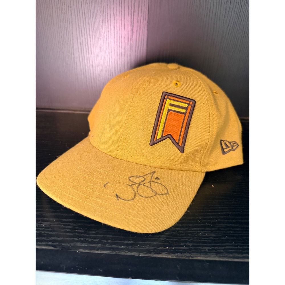 New Era 9FIFTY Minor League Baseball Snapback Hat Mustard Yellow Signed Brim